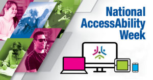 Various digital devices displaying National AccessAbility Week events