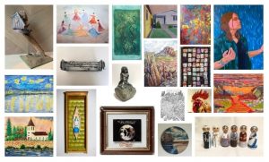 A selection of paintings, sculptures, mixed media works and more from the Spirituality, Art, and Community exhibition