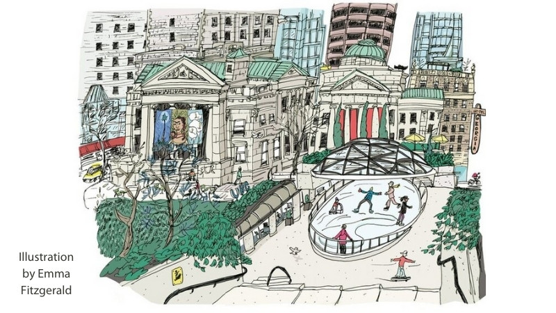 Illustration of a city square