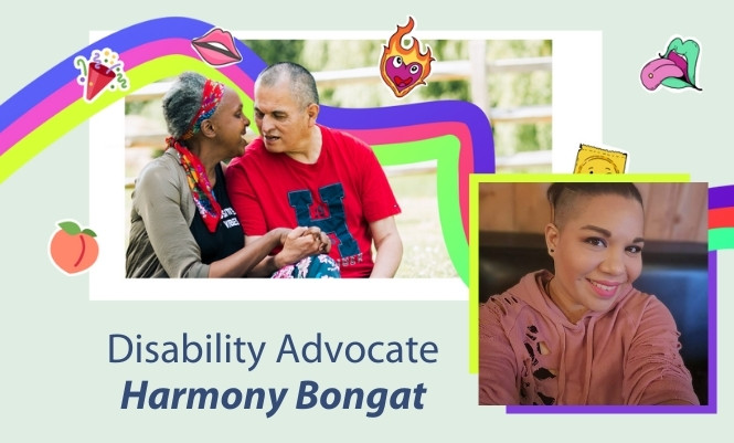 Disability Advocate Harmony Bongat and graphics from the SIXpo festival