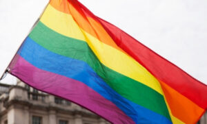 Rainbow pride flag waving